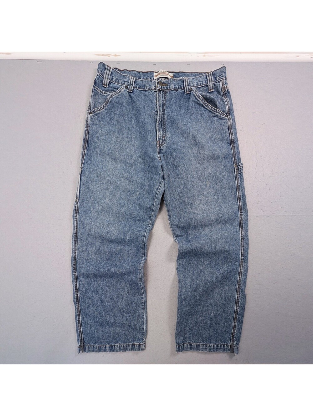 Levi Strauss Signature Carpenter Jeans Mens 36x30 Loose Fit Light Wash Denim